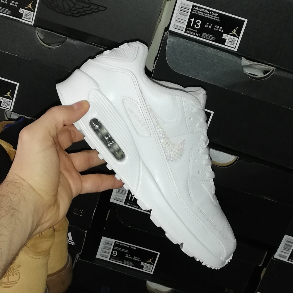 NIKE AIR MAX 90S "SWAROVSKI CRYSTALS CUSTOMIZED WOMEN'S US SIZE 8.5 GREAT COND - Picture 2 of 12